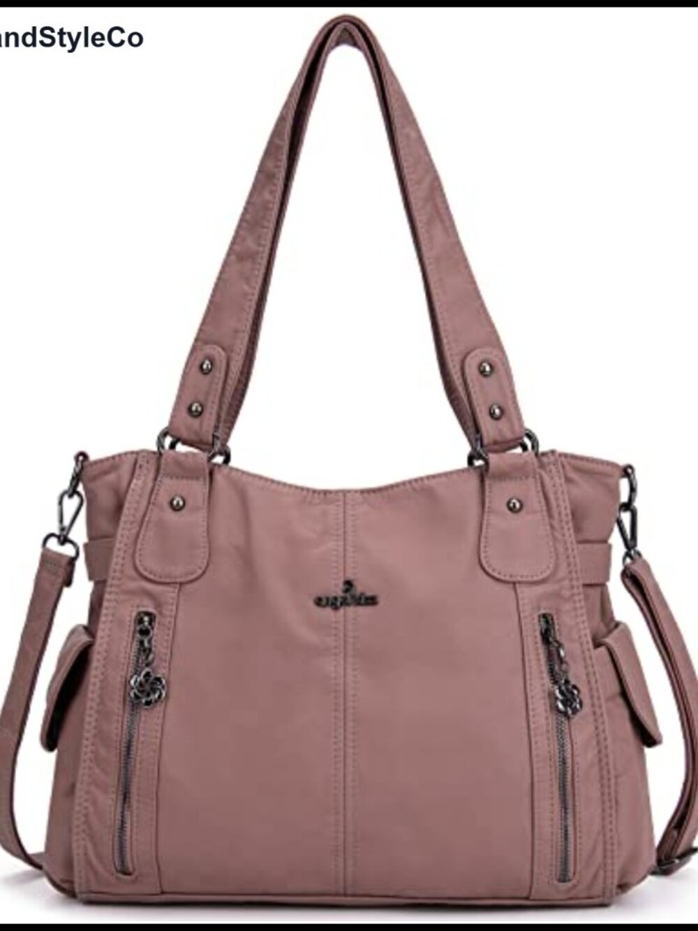 Washed Vegan Leather Hobo Shoulder Bag Top-Handle Convertible Crossbody Purse